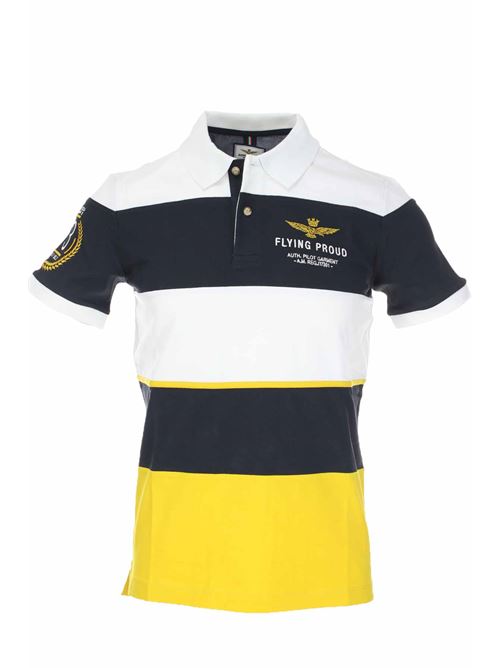 Multicolor horizontal horizontal bands half-sleeve polo Aeronautica Militare | Polo Shirt | PO1429-90844